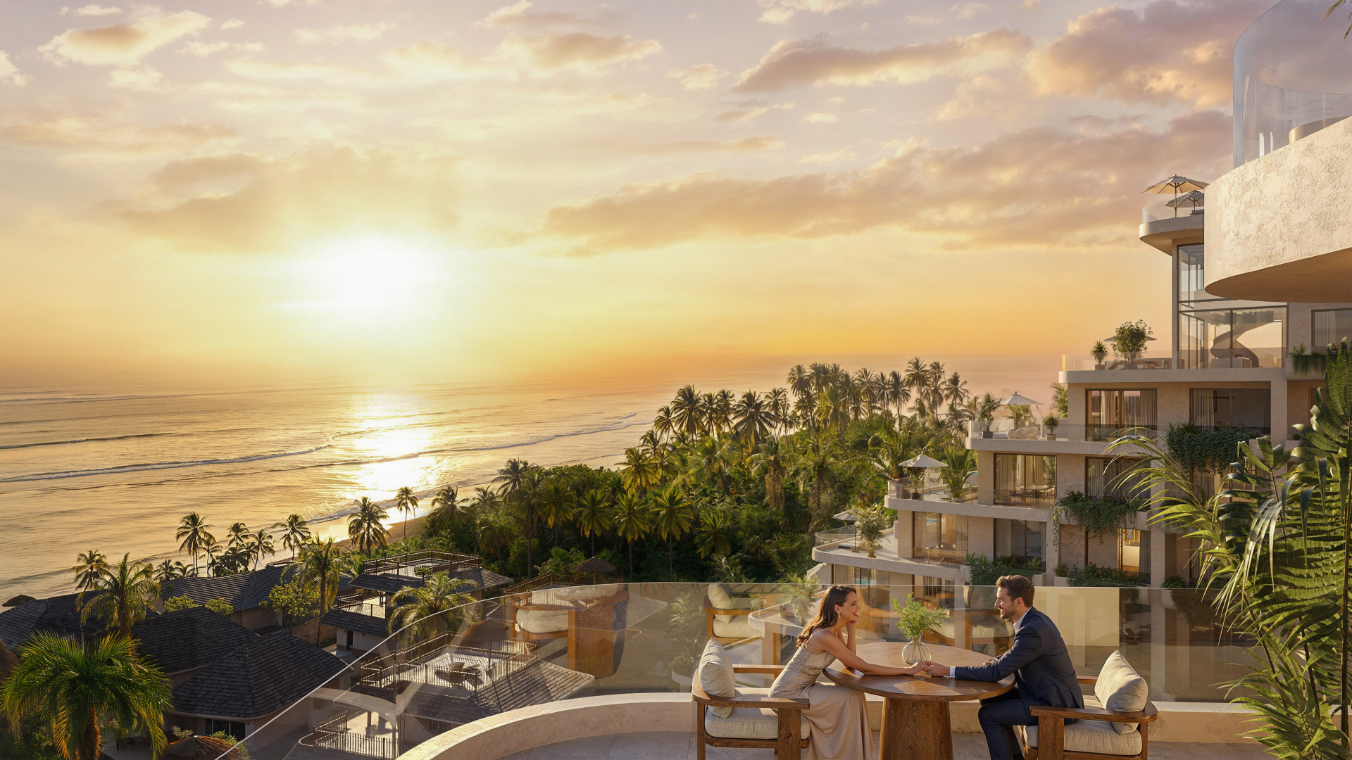 Private terrace overlooking the Indian Ocean at sunset