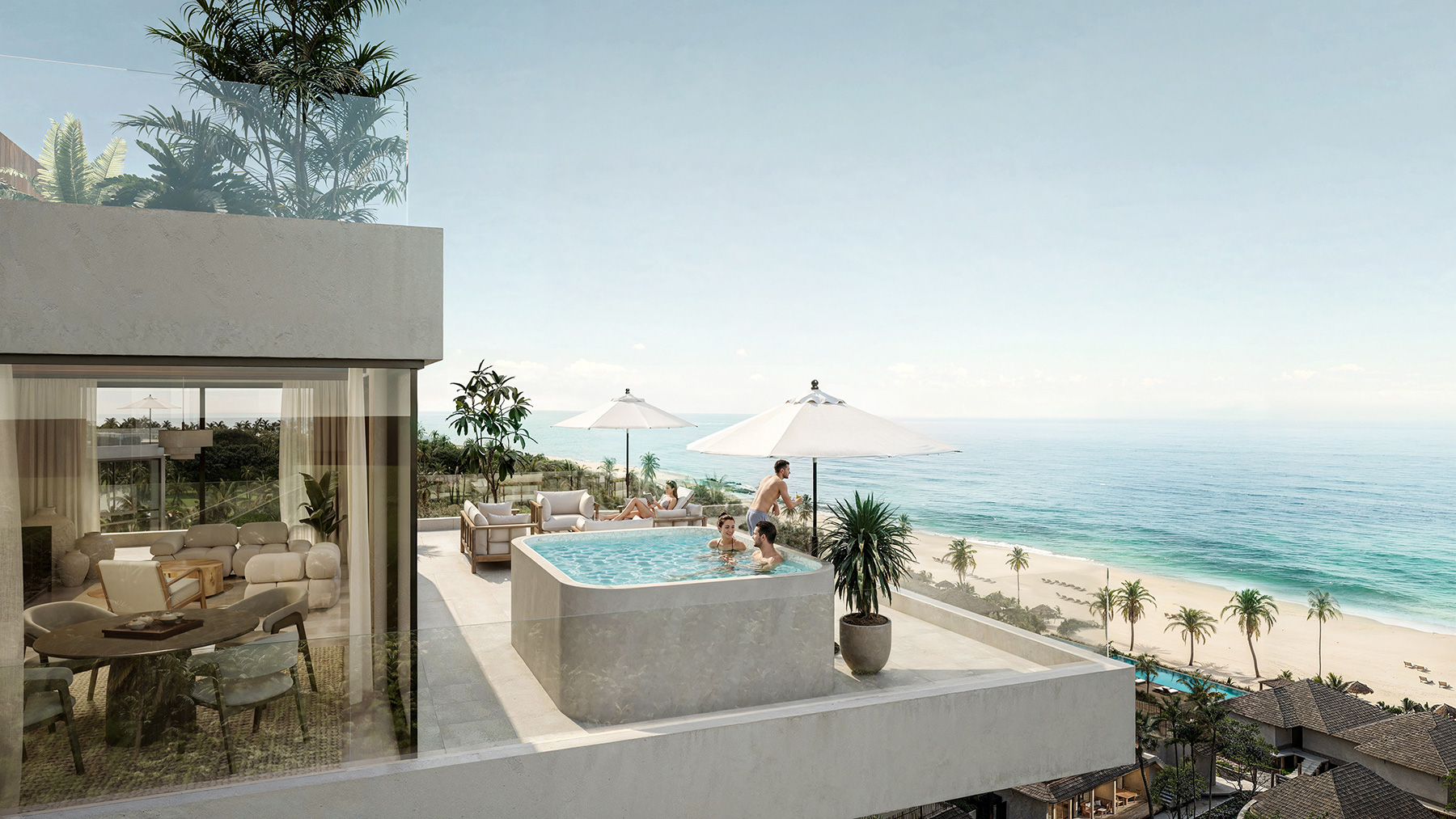 Rooftop plunge pool with panoramic ocean view