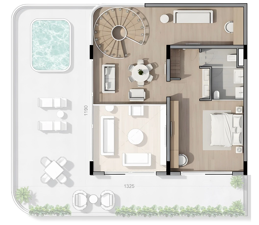 DUPLEX floor plan, level 2
