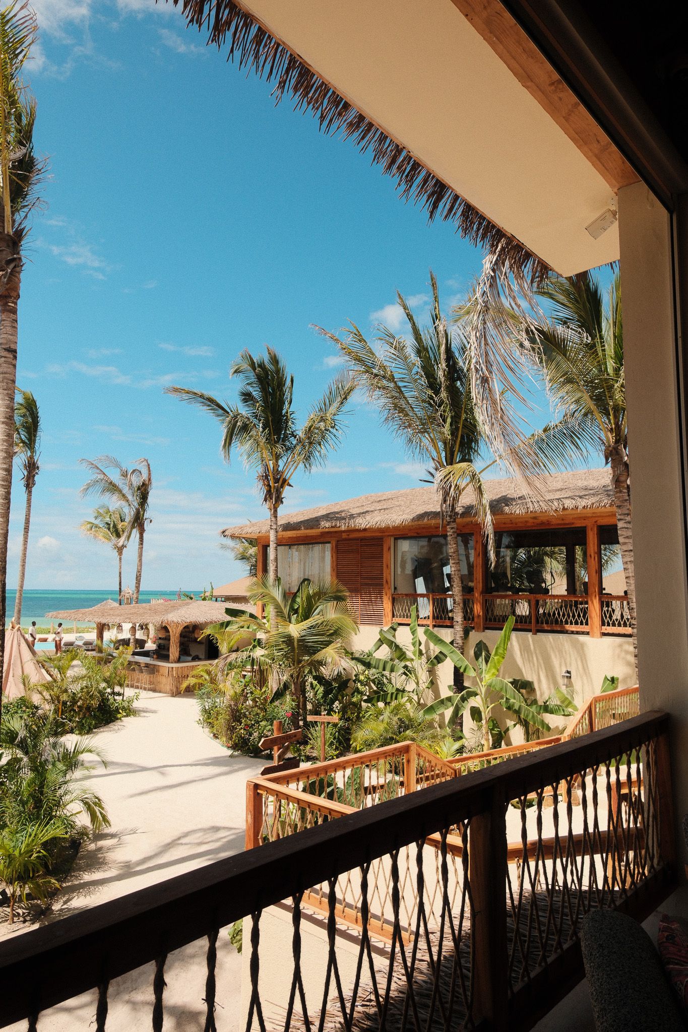 View from a balcony at ENVI Paje towards the beach