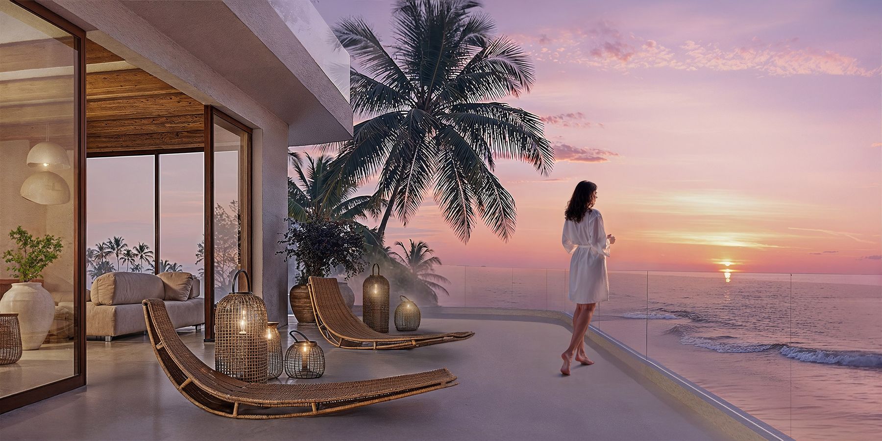 Terrace at sunset